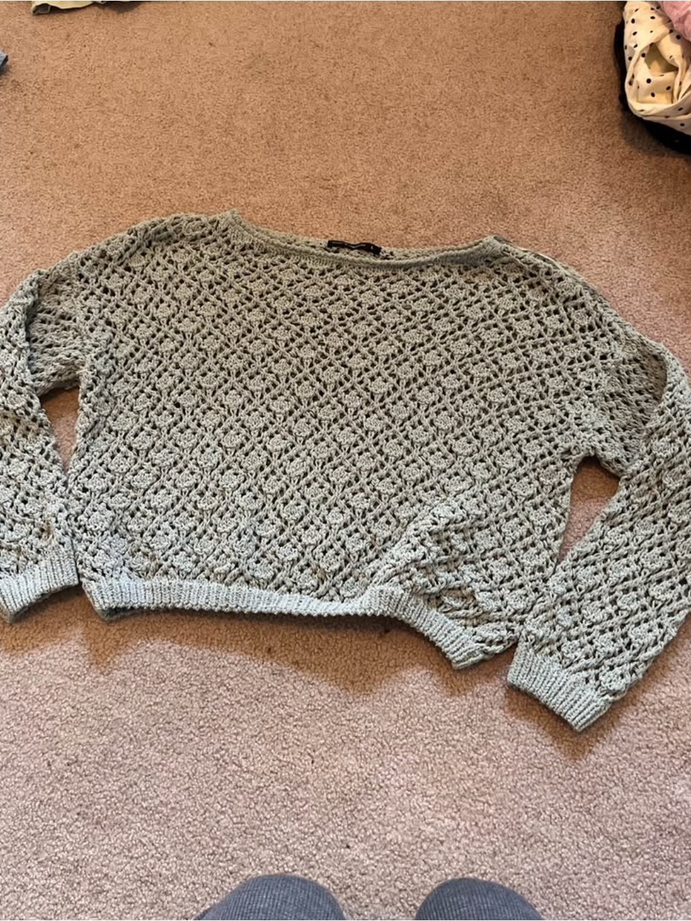 Sage green crochet sweater